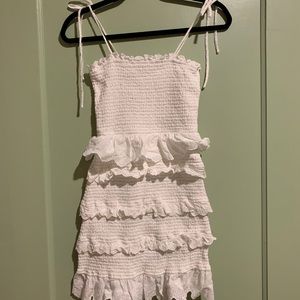 Pink lily- White ruche dress